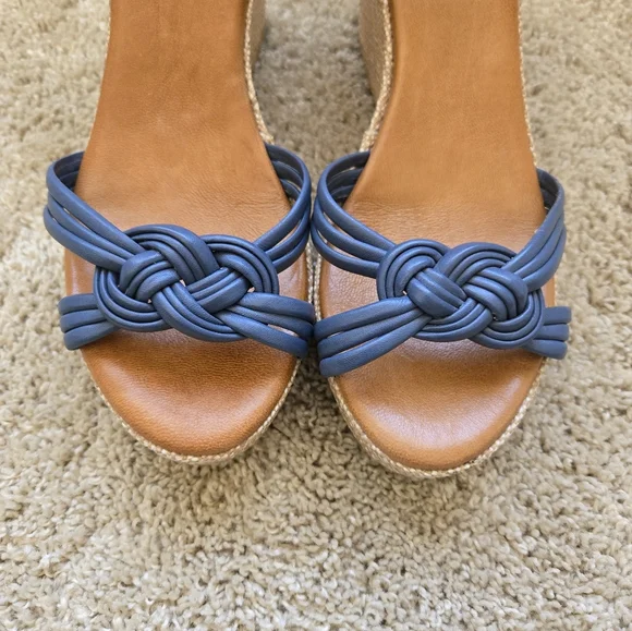 Sundance Wedge Sandals Womens EU 41 US 10-10.5 Blue Braided Leather - Picture 8 of 10